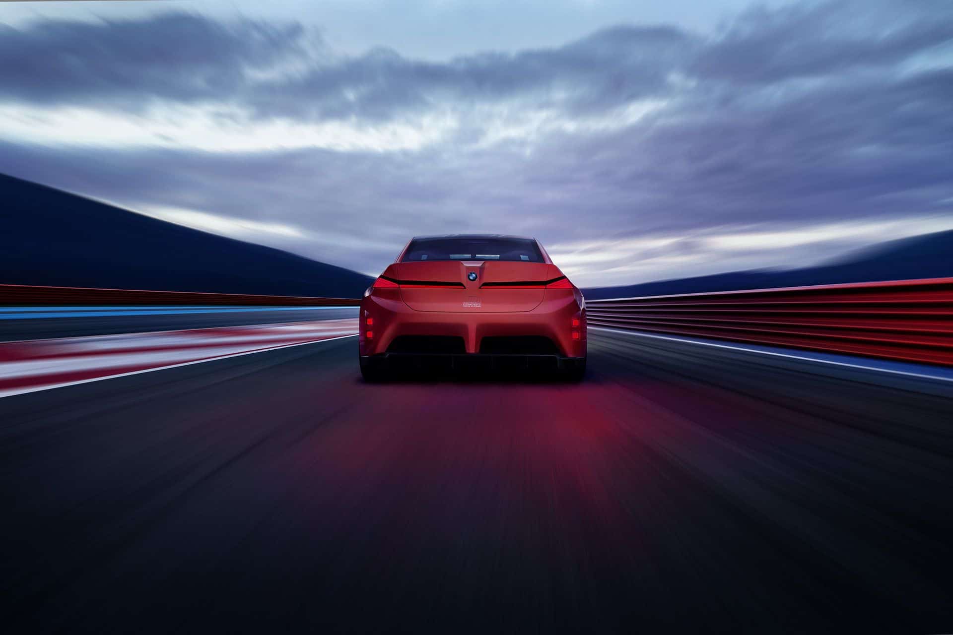 BMW M Concept Neue Klasse electric M3, straight-on rear view in motion