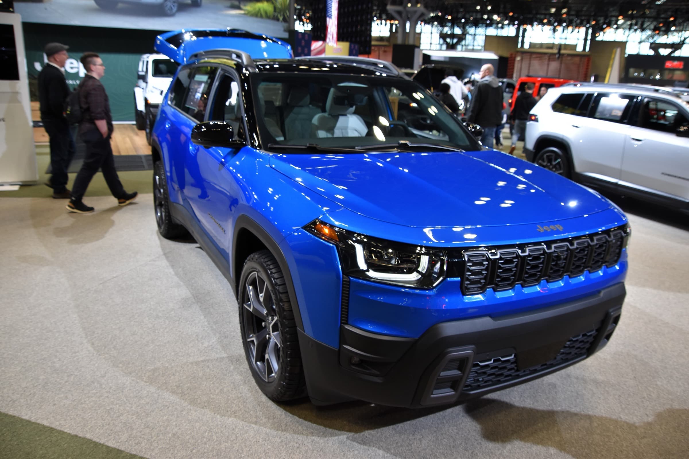 2026 Jeep Cherokee Overland in Hydro Blue, front three-quarter view