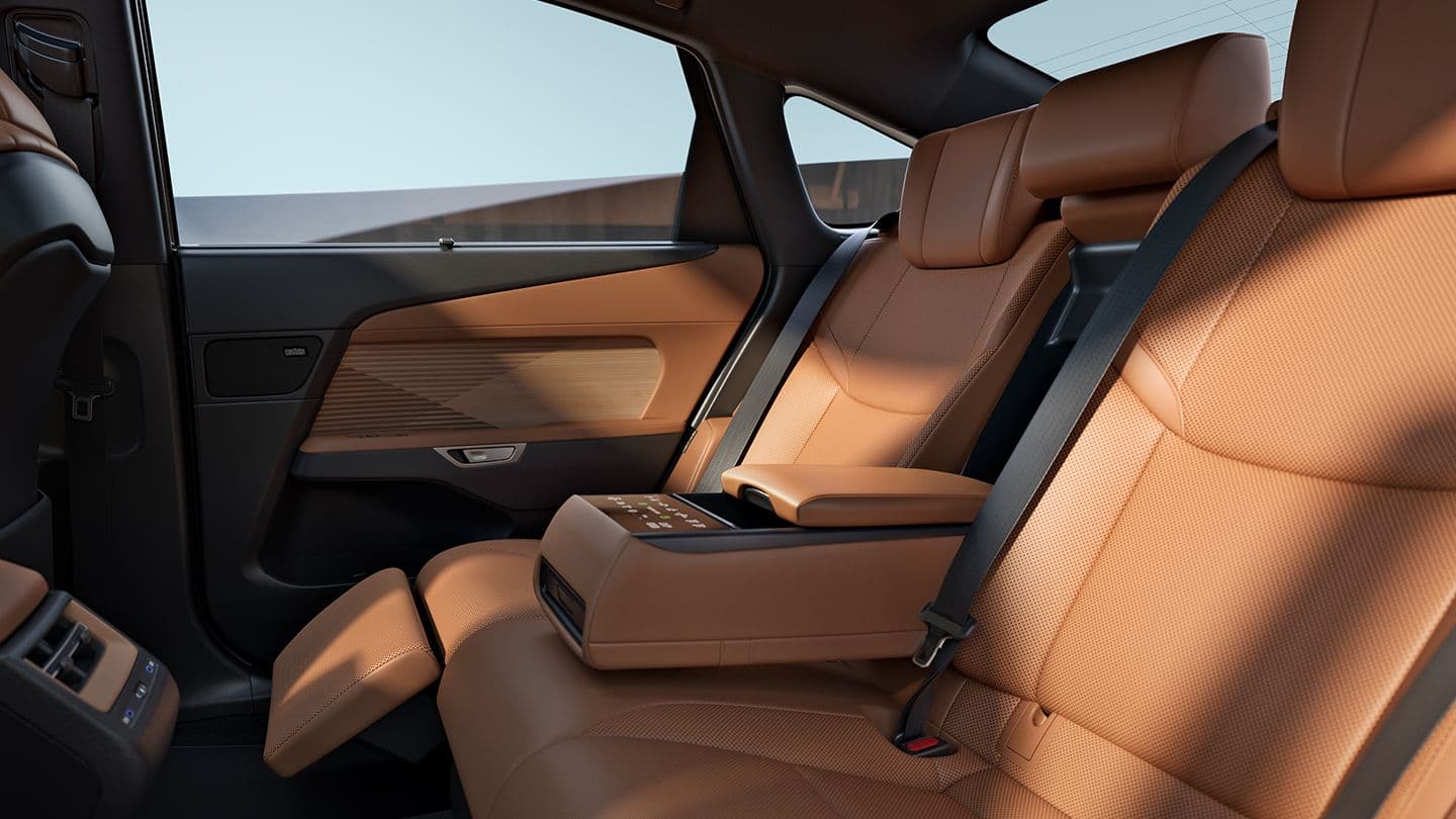 2026 Lexus ES rear seat area in Palomino interior trim
