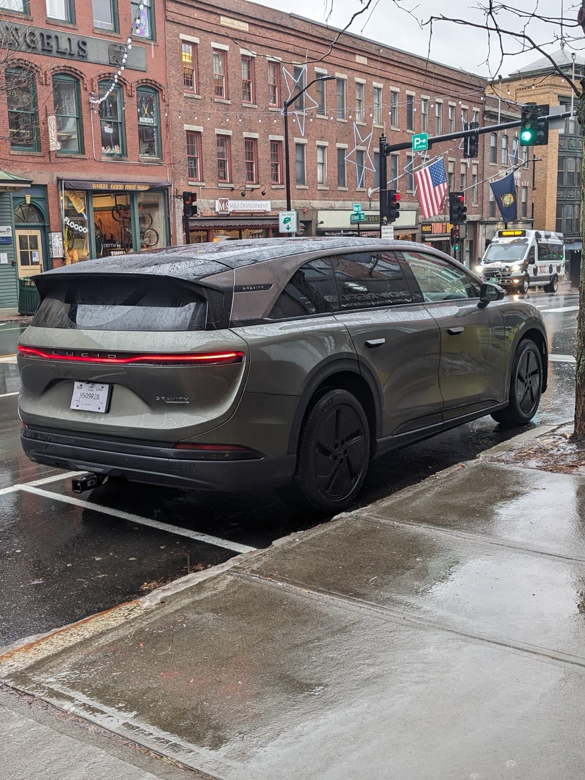 2026 Lucid Gravity, rear three-quarter view on a US street