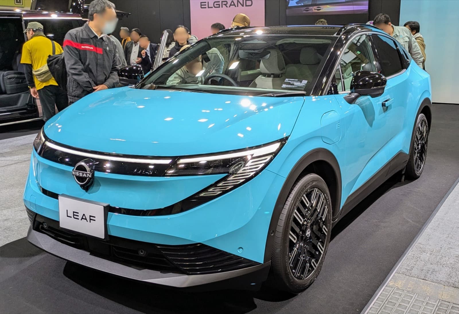 Third-generation Nissan Leaf electric crossover in light blue