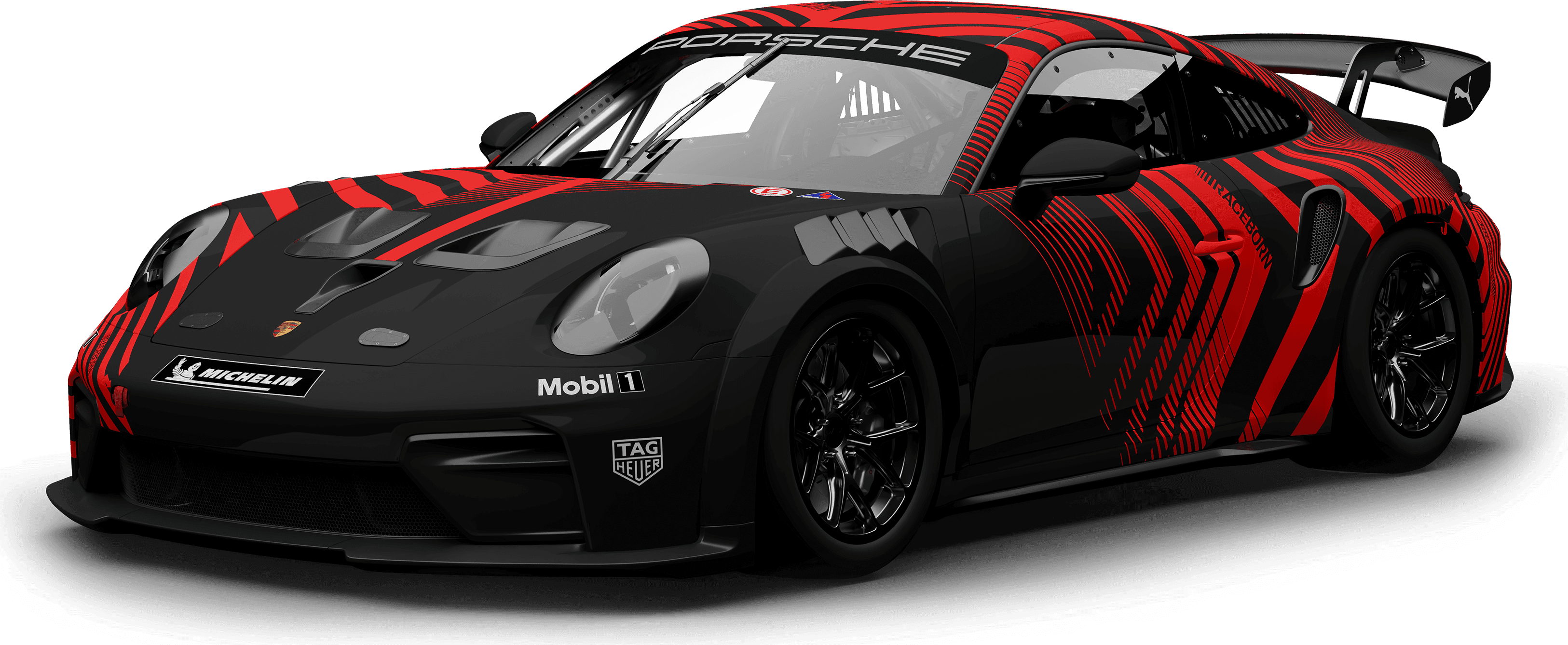 Porsche 911 GT4 R customer race car on track, official Porsche Motorsport image