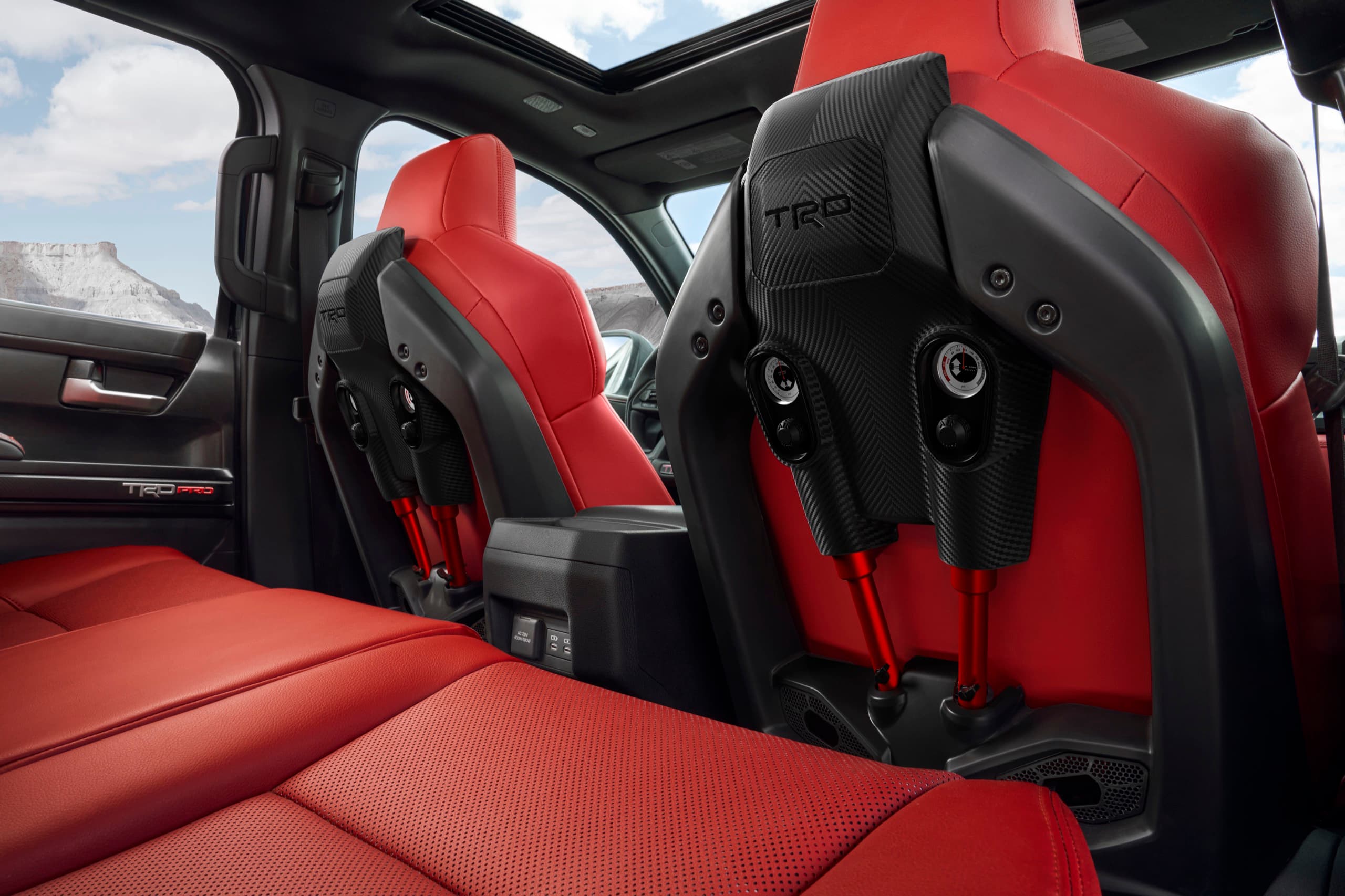 2026 Toyota Tacoma TRD Pro IsoDynamic Performance front seats in Cockpit Red