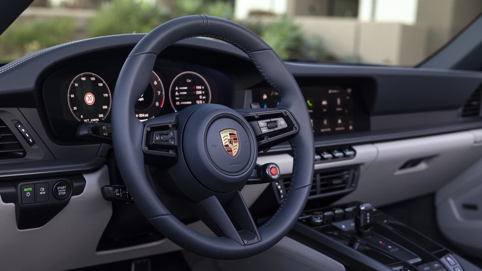 2026 Porsche 911 steering wheel and digital instrument cluster