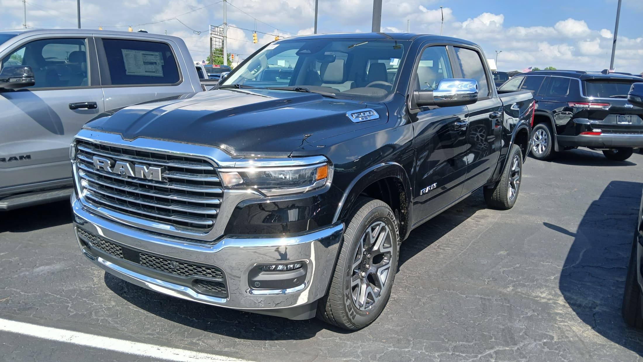 Front view of a 2025 Ram 1500 crew cab pickup truck